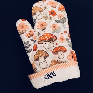 Edényfogó kesztyű  vidám gomba  mintával  - otthon & életmód - konyhafelszerelés, tálalás - konyhai textil - edényfogó & edényfedő - Meska.hu