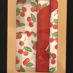 Tányéralátét szett cseresznye mintával  - otthon & életmód - konyhafelszerelés, tálalás - tálalás - tányér- és poháralátét - Meska.hu