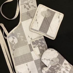 Kötény szett bézs szín világ  - Meska.hu