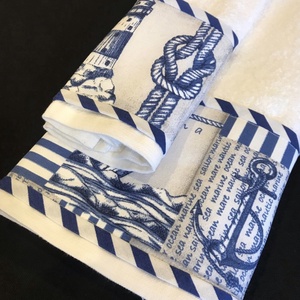 Törölköző  szett tengerész mintával  - otthon & életmód - fürdőszoba - törölköző - Meska.hu