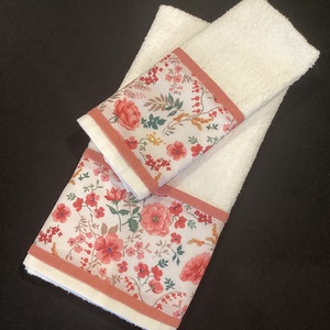 Törölköző szett virág díszítéssel - otthon & életmód - fürdőszoba - törölköző - Meska.hu