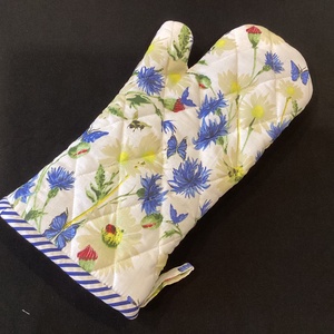 Edényfogó búzavirág - pillangó mintával  - otthon & életmód - konyhafelszerelés, tálalás - konyhai textil - edényfogó & edényfedő - Meska.hu