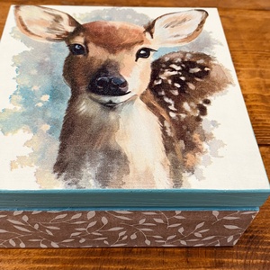 Őzikés doboz , Otthon & Életmód, Dekoráció, Asztal és polc dekoráció, Díszdoboz, Decoupage, transzfer és szalvétatechnika, MESKA