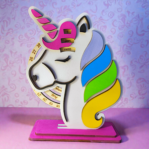 Unikornis öröknaptár, Otthon & Életmód, Dekoráció, Dísztárgy, Gravírozás, pirográfia, Festett tárgyak, MESKA