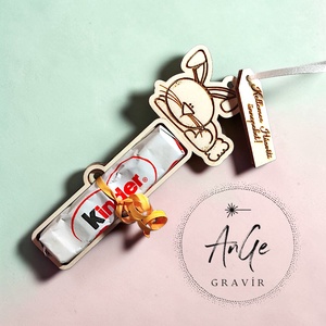 Húsvéti meglepetés Kinder vagy Merci csokival , Ünnepi díszek, dekorációk, Húsvéti díszek és dekorációk, Húsvéti tojásfadíszek, Gravírozás, pirográfia, MESKA