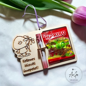 Húsvéti pénz átadó gumicukorral, Ünnepi díszek, dekorációk, Húsvéti díszek és dekorációk, Húsvéti pénzátadó, Gravírozás, pirográfia, MESKA