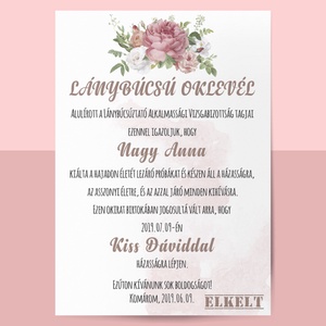 Lánybúcsú oklevél - lánybúcsú ajándék - lánybúcsú szett - menyasszony - esküvő -  - Meska.hu