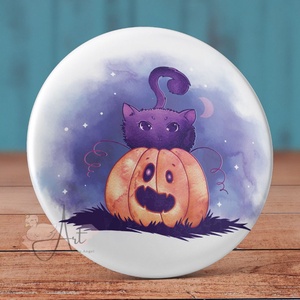 Halloween tök kitűző - tök bross - kitűző - őszi bross - cica kitűző - cuki - tök - halloween - pókháló - virág - macska - ékszer - kitűző és bross - Meska.hu