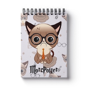 Morcpotter füzet - cuki notesz - grumpy cat - cica - macska - harry potter - jegyzetfüzet - varázsló - morcos cica - a6, Otthon & Életmód, Papír írószer, Jegyzetfüzet & Napló, Fotó, grafika, rajz, illusztráció, Mindenmás, MESKA