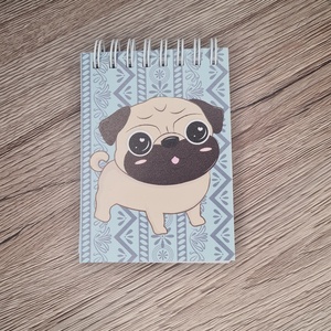 Mopsz füzet - cuki notesz - kutya - cuki kutya - jegyzetfüzet - kis füzet - anime - állat - kis kutya - kék - a6 - otthon & életmód - papír, írószer - jegyzetfüzet & napló - Meska.hu