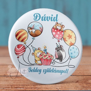 Boldog szülinapot hörcsög kitűző - névre szóló mágnes - neves aji - happy birthday - cuki ajándék - szülinap - hörcsögös - ékszer - kitűző és bross - Meska.hu