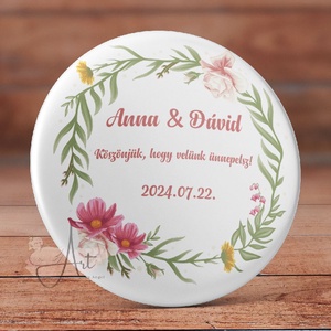 Esküvői köszönet ajándék hűtőmágnes - matrica - kitűző - Esküvői köszönőajándék mágnes - vintage esküvő - virág esküvő, Esküvő, Emlék & Ajándék, Köszönőajándék, Fotó, grafika, rajz, illusztráció, Mindenmás, MESKA