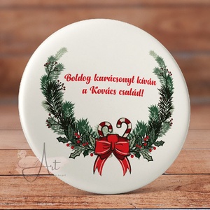 Karácsonyi ajándék mágnes - cuki hűtőmágnes - karácsony - dísz - vintage - tél - ajándék - cukor pálca - masni - bogyó, Otthon & Életmód, Konyhafelszerelés, tálalás, Konyhai dekoráció, Hűtőmágnes, Fotó, grafika, rajz, illusztráció, MESKA
