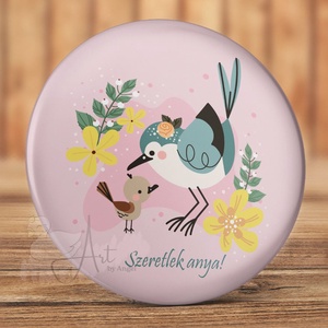 Anya tükör - mágnes - kitűző -  szeretlek anya - anyu -  virág - vintage - anyák napja - szív - anyu - mama - anyuka, Otthon & Életmód, Dekoráció, Tükör, Fotó, grafika, rajz, illusztráció, Mindenmás, MESKA
