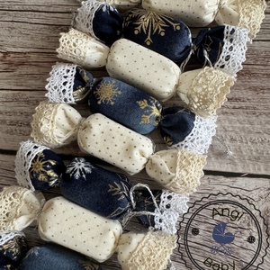 10db-os textil szaloncukor csomag, Karácsony, Karácsonyi lakásdekoráció, Karácsonyi lakásdíszek, Varrás, MESKA