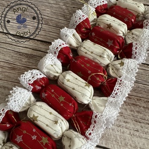 30db-os textil szaloncukor csomag, Karácsony, Karácsonyi lakásdekoráció, Karácsonyi lakásdíszek, Varrás, MESKA