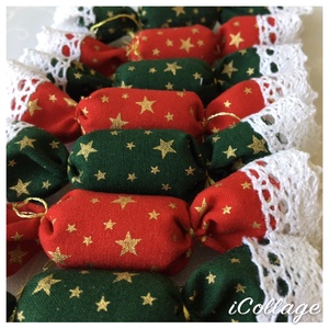 10db-os textil szaloncukor csomag, Karácsony, Karácsonyi lakásdekoráció, Karácsonyfadíszek, Varrás, MESKA