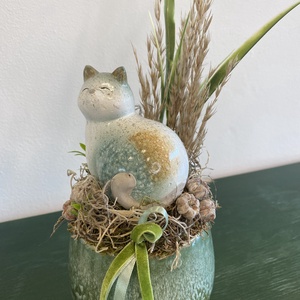 Kerámia cicás dísz - otthon & életmód - dekoráció - asztal és polc dekoráció - asztaldísz - Meska.hu