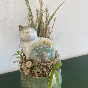 Kerámia cicás dísz - otthon & életmód - dekoráció - asztal és polc dekoráció - asztaldísz - Meska.hu