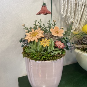 Kerámia virágos dísz - Meska.hu