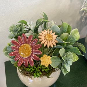 Kerámia virágos dísz  - Meska.hu