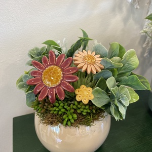 Kerámia virágos dísz  - otthon & életmód - dekoráció - asztal és polc dekoráció - asztaldísz - Meska.hu