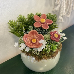 Kerámia virágos dísz  - otthon & életmód - dekoráció - asztal és polc dekoráció - asztaldísz - Meska.hu