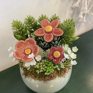 Kerámia virágos dísz  - otthon & életmód - dekoráció - asztal és polc dekoráció - asztaldísz - Meska.hu