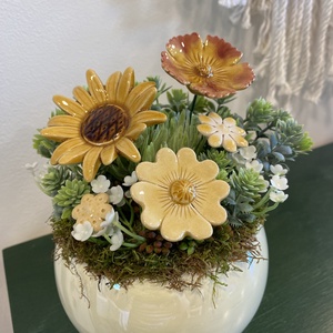 Kerámia virágos dísz  - Meska.hu