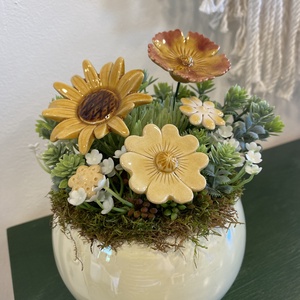 Kerámia virágos dísz  - otthon & életmód - dekoráció - asztal és polc dekoráció - asztaldísz - Meska.hu