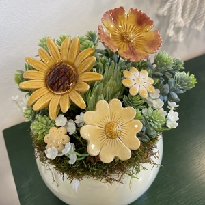 Kerámia virágos dísz  - otthon & életmód - dekoráció - asztal és polc dekoráció - asztaldísz - Meska.hu