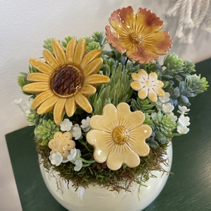 Kerámia virágos dísz  - otthon & életmód - dekoráció - asztal és polc dekoráció - asztaldísz - Meska.hu