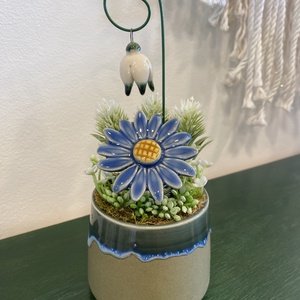 Kerámia virágos dísz  - Meska.hu