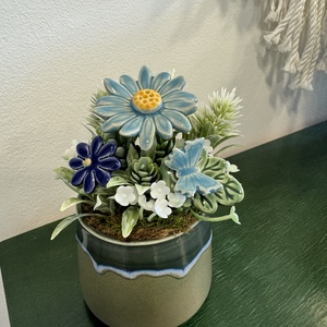 Kerámia virágos dísz  - Meska.hu