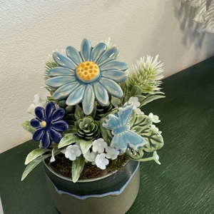 Kerámia virágos dísz  - otthon & életmód - dekoráció - asztal és polc dekoráció - asztaldísz - Meska.hu