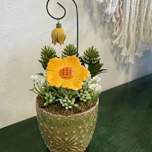 Kerámia virágos dísz  - Meska.hu