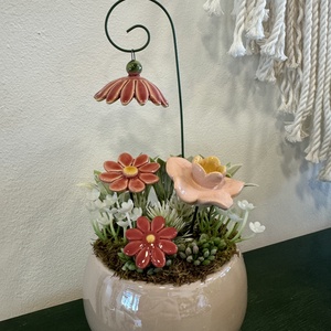 Kerámia virágos dísz  - Meska.hu