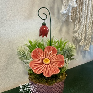 Kerámia virágos dísz  - Meska.hu