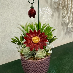 Kerámia virágos dísz  - Meska.hu