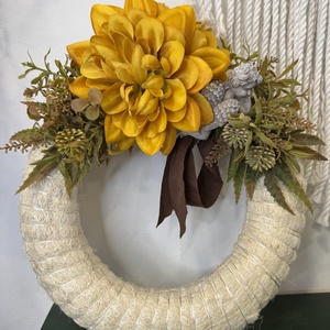 Mindenszenteki koszorú angyalkával  természetes, elegáns hangulatban (25 cm) - otthon & életmód - vallás - temetkezési tárgy - Meska.hu