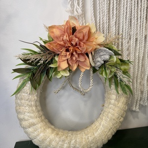 Mindenszenteki koszorú angyalkával  természetes, elegáns hangulatban (25 cm) - otthon & életmód - vallás - temetkezési tárgy - Meska.hu