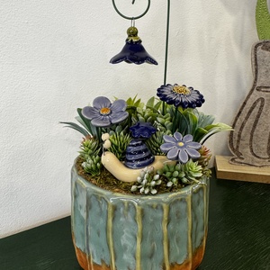 Kerámia virágos dísz - Meska.hu