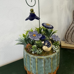 Kerámia virágos dísz - otthon & életmód - virágdekoráció - virágdíszek - virágdísz kaspóban - Meska.hu