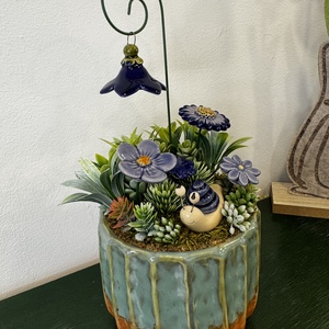 Kerámia virágos dísz - otthon & életmód - virágdekoráció - virágdíszek - virágdísz kaspóban - Meska.hu