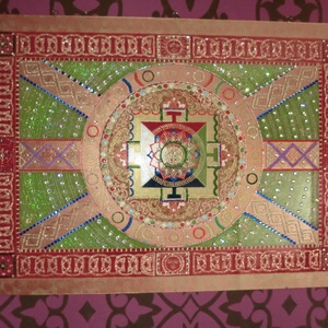 tibeti mandala, Otthon & Lakás, Dekoráció, Spiritualitás, Mandala, Festészet, Üvegművészet, MESKA