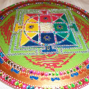 tibeti mandala, Otthon & Lakás, Dekoráció, Spiritualitás, Mandala, Festészet, Üvegművészet, Meska