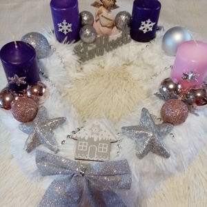 Adventi angyalkás asztali koszorú  - karácsony - adventi díszek - adventi koszorú - Meska.hu