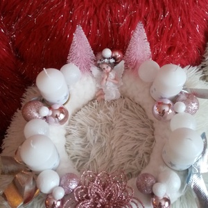 Adventi koszorú angyalkás, Karácsony, Karácsonyi lakásdekoráció, Karácsonyi ajtódíszek, Mindenmás, Virágkötés, MESKA