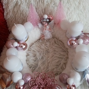 Adventi koszorú angyalkás - karácsony - karácsonyi lakásdekoráció - karácsonyi ajtódíszek - Meska.hu