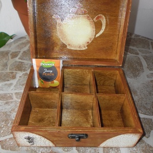Teásdoboz,tea tartó doboz 6 rekeszes . -  - Meska.hu